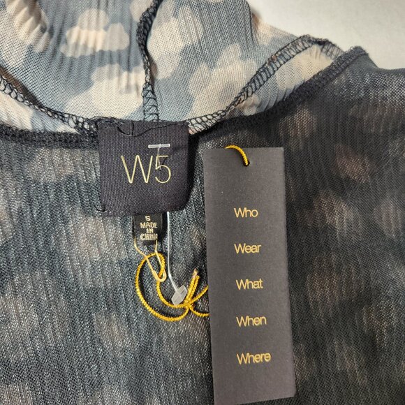 W5 Sheer Grunge Whimsigoth Black/Tan Leopard Print 3/4 Mock Neck Top Size S NEW! - Picture 11 of 15